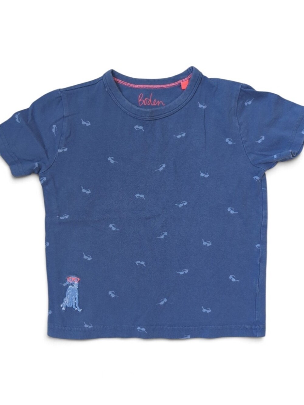 Boden Navy Tee with Light Blue Sunglasses And Dog Motif